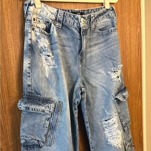 True Religion Women's Distressed Blue Boyfriend Jeans